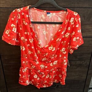 Old Navy Coral Floral Blouse